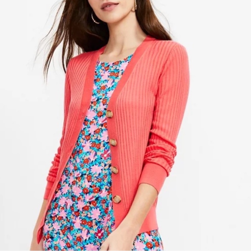 EUC LOFT Coral Ribbed Women's Sweater L